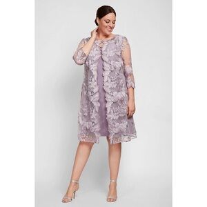 Alex Evenings Lavender Embroidered Shift Dress Size 12